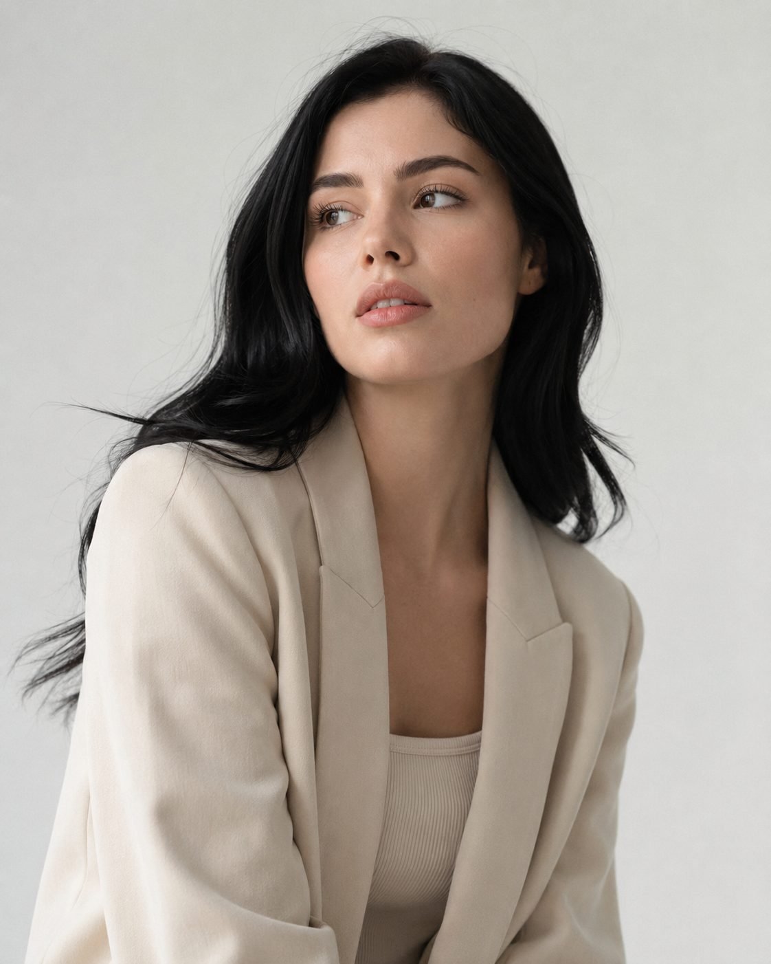 Modelo de moda, retrato editorial de blazer